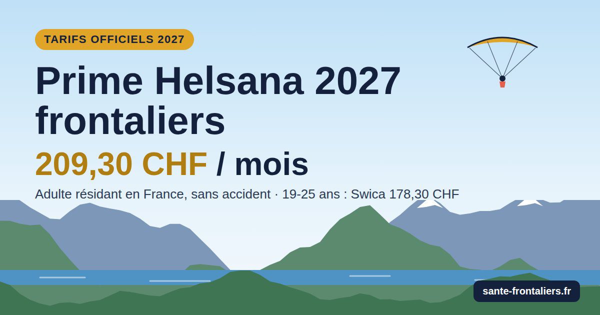 Prime Helsana 2027 frontaliers : 209,30 CHF par mois